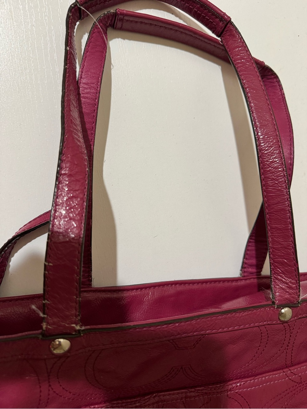 Coach Signature Leather Tote in Deep Raspberry - Picture 14 of 16
